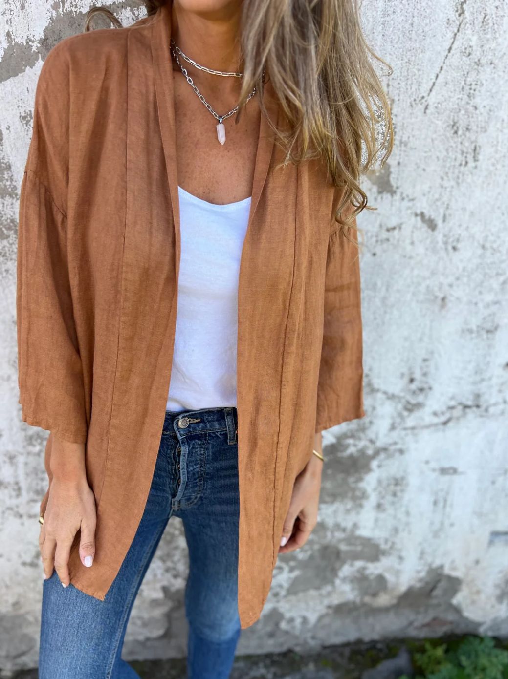 Damen lässige Sommerjacke aus leichtem Leinen