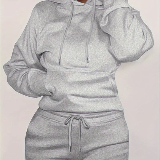 Damen nan figurbetontes Hoodie-und Taillenrock-Set mit Kängurutasche und Tunnelzug Shop Nory