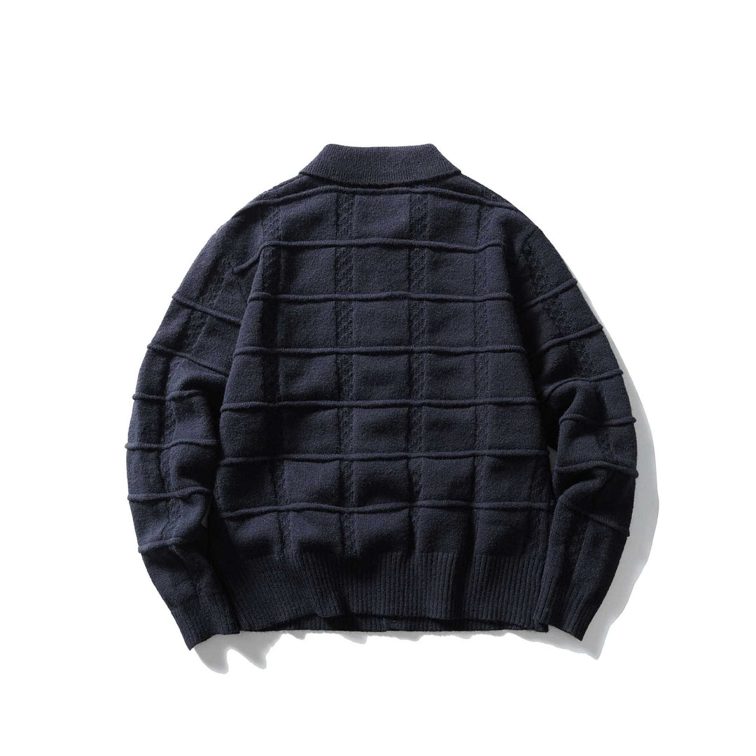 Herren strukturierte Strickjacke mit Hemdkragen und durchgehender Knopfleiste Shop Nory