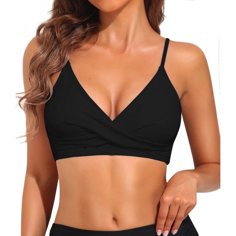 Damen Sportliches Bikini-Oberteil mit Wickel-Design