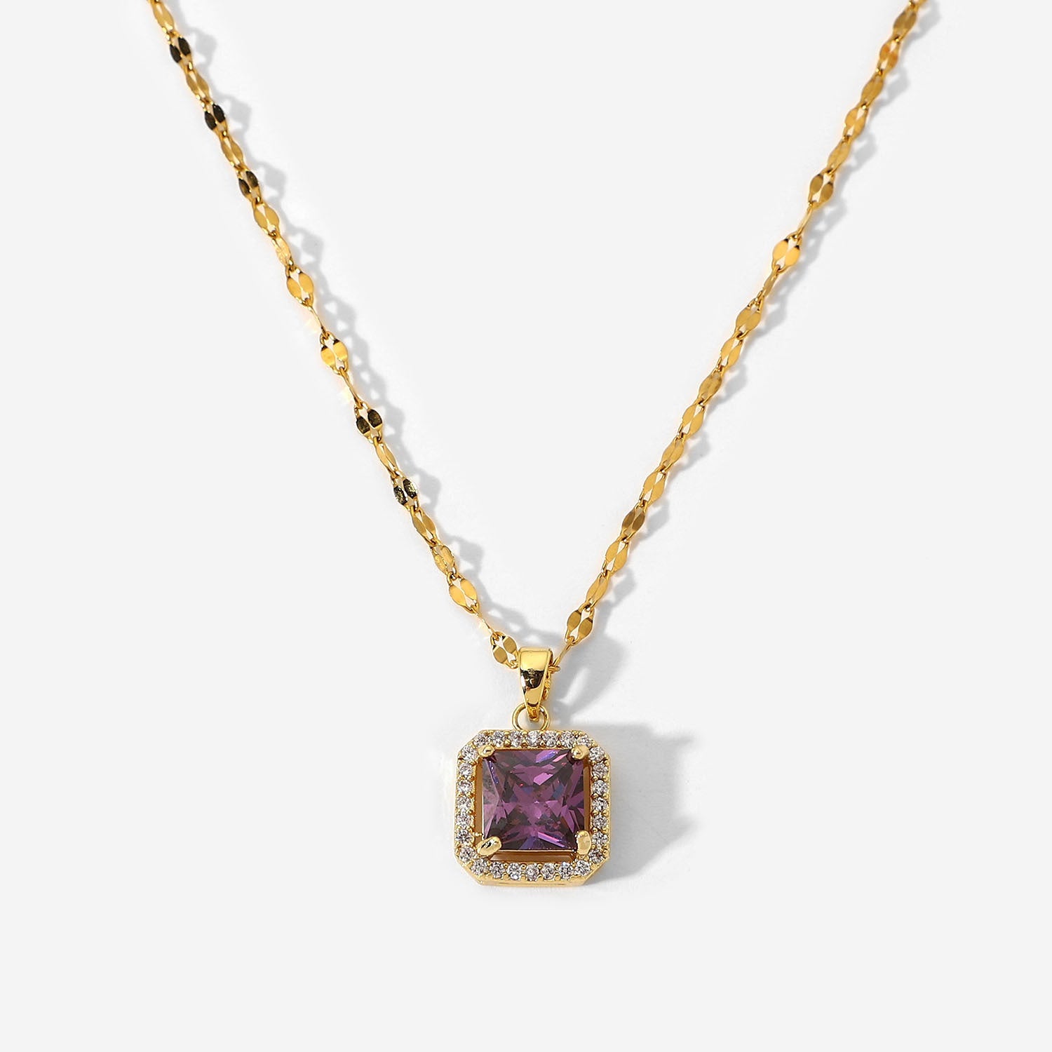 Damen Halskette mit strahlendem Zirkonia-Anhänger und elegante Gliederkette Shop Nory