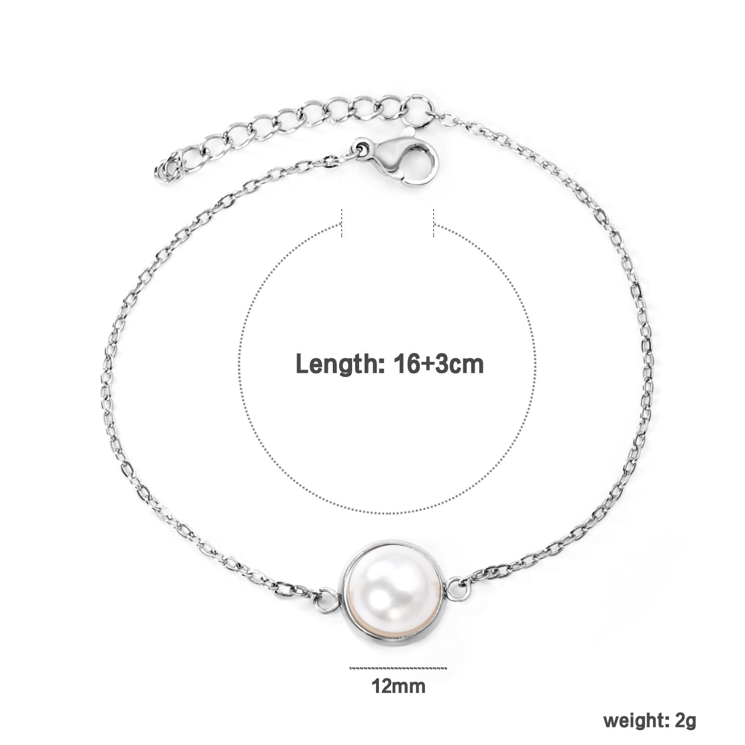 Damen Armband mit hochwertigem Perlenanhänger und eleganter Gliederstruktur Shop Nory