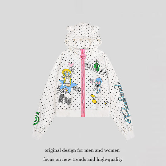 Damen Kuschelige Kapuzenjacke mit Ohren, Allover‑Sternmuster und verspielten Cartoon‑Prints Shop Nory