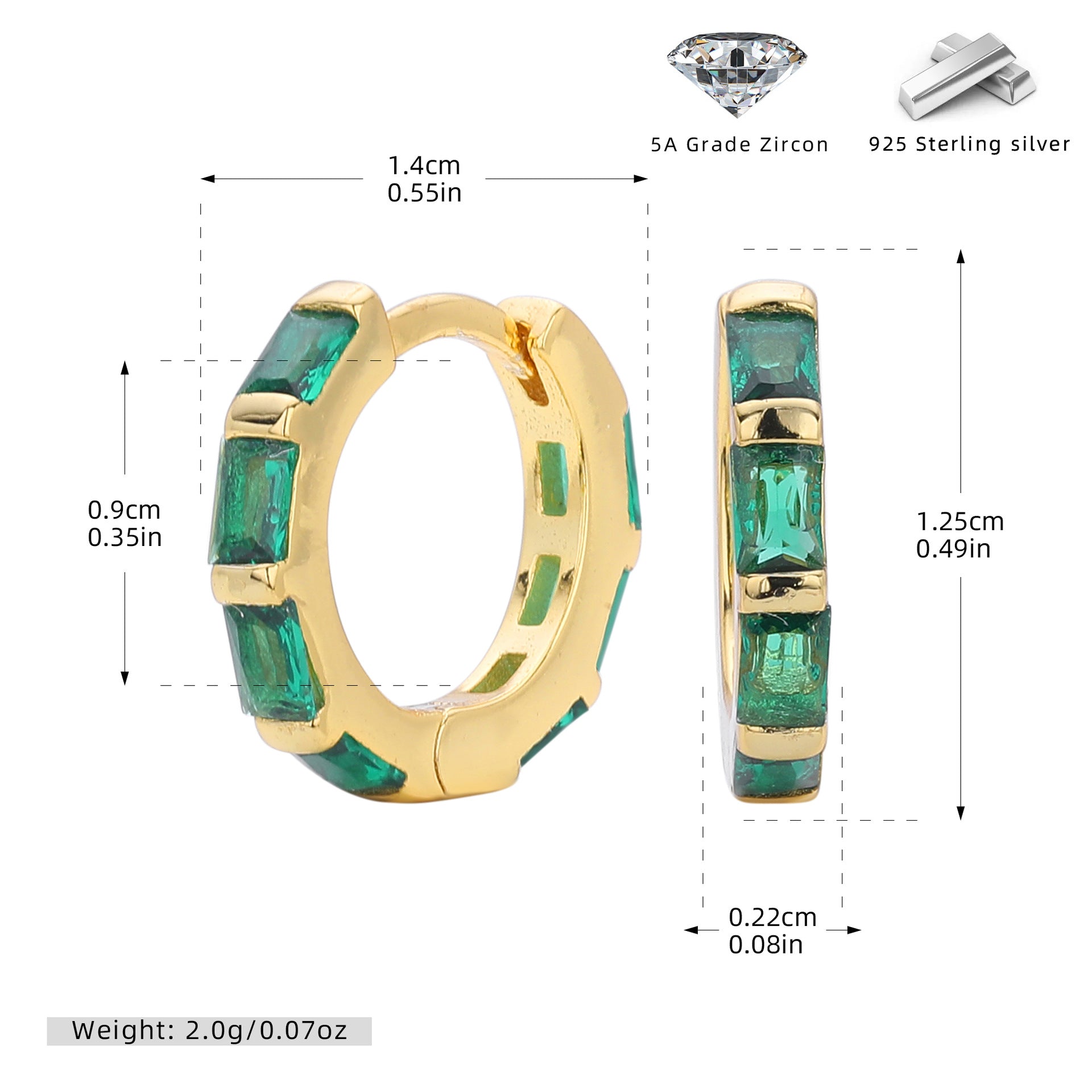 Damen Creolen mit eleganten Zirkon-Akzenten aus 925 Sterling Silber Shop Nory