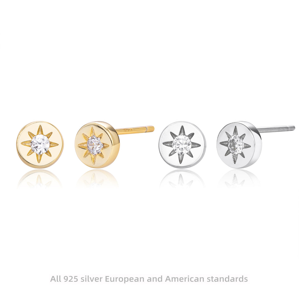 Damen Ohrstecker mit strahlendem Sonnenmotiv aus hochwertigem 925 Sterling Silber Shop Nory