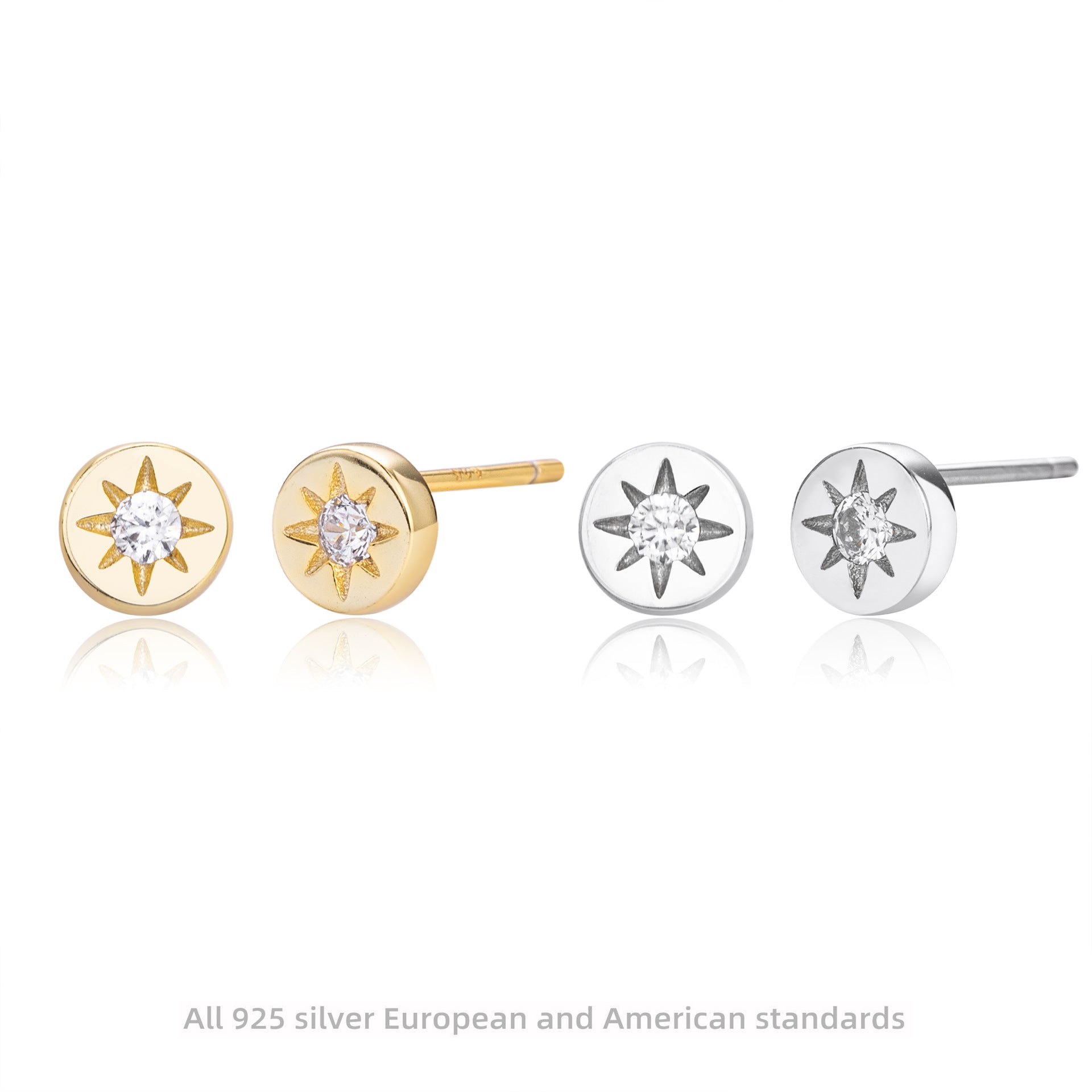 Damen Ohrstecker mit strahlendem Sonnenmotiv aus hochwertigem 925 Sterling Silber Shop Nory
