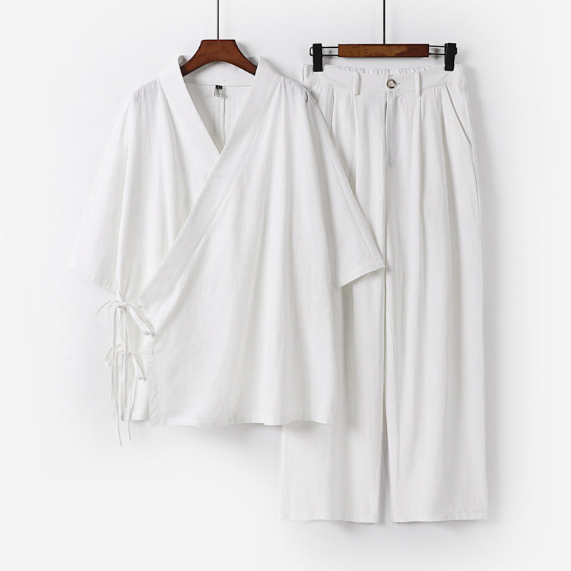 Unisex Kimono-Freizeit-Set mit Wickeloberteil und elastischer Bundhose Shop Nory