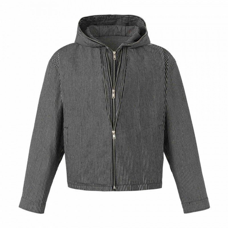 Unisex Kapuzenjacke im Boxy‑Cut mit Doppelreißverschluss und Nadelstreifen‑Optik Shop Nory