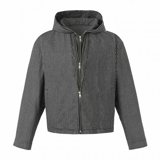 Unisex Kapuzenjacke im Boxy‑Cut mit Doppelreißverschluss und Nadelstreifen‑Optik Shop Nory