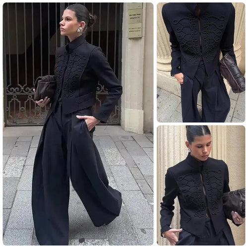 Damen Taillierter Kurzblazer mit Stehkragen und dekorativer Kordelverzierung Shop Nory