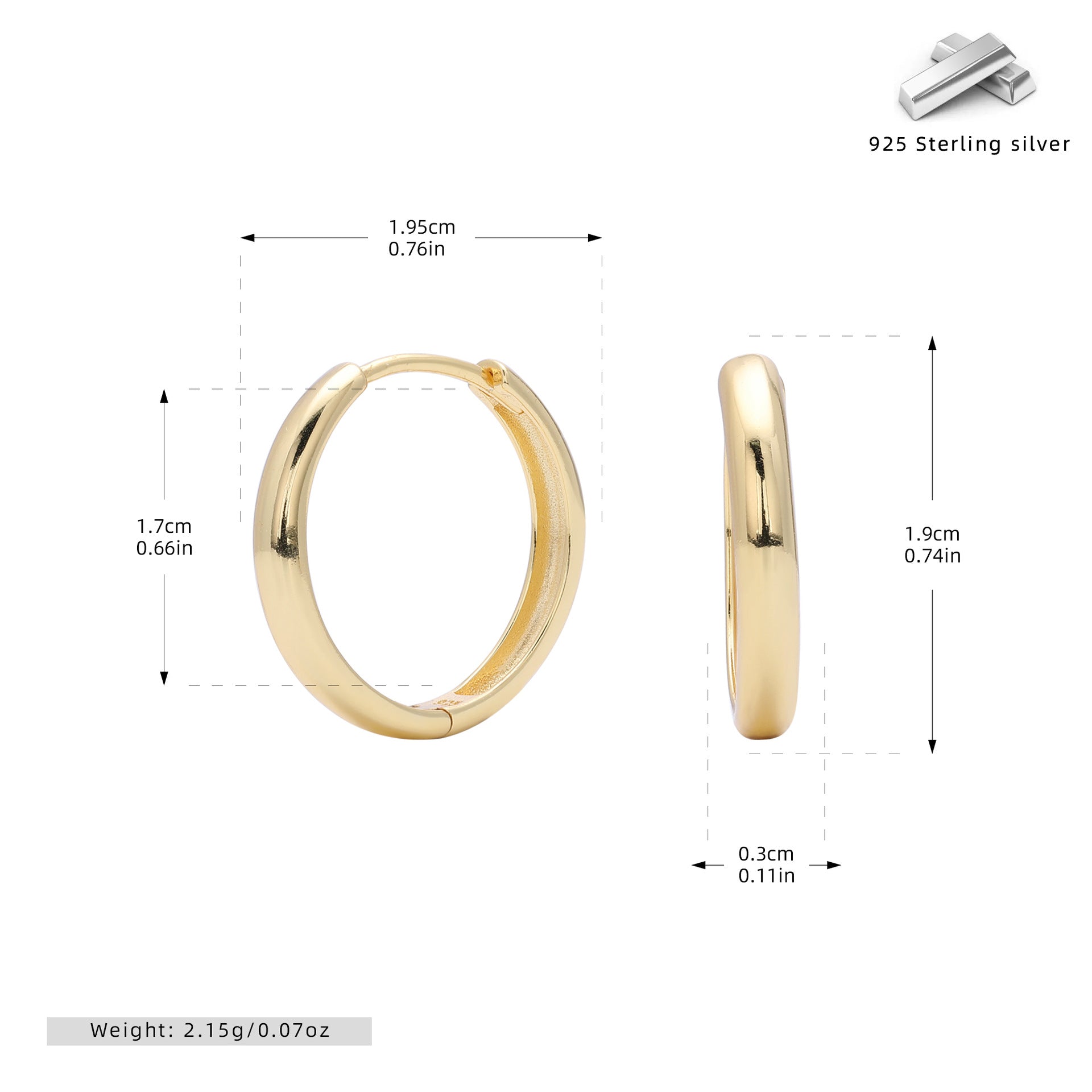 Damen Creolen mit poliertem Design aus hochwertigem 925 Sterling Silber Shop Nory