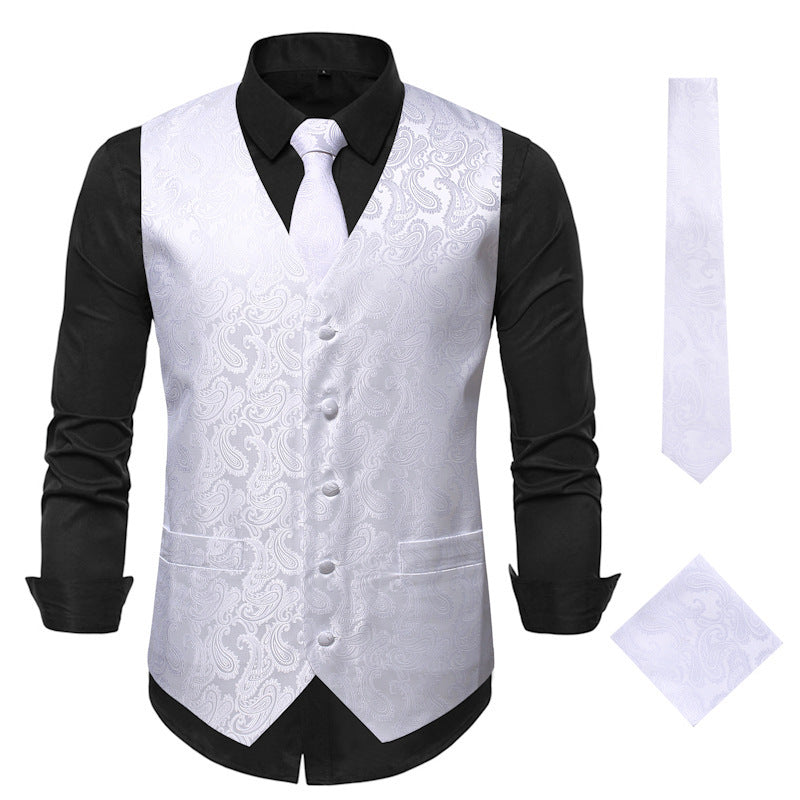 Herren elegante Anzugweste mit eleganten Paisley-Muster und passendem Zubehör ShopNory