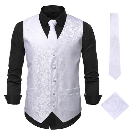 Herren elegante Anzugweste mit eleganten Paisley-Muster und passendem Zubehör ShopNory
