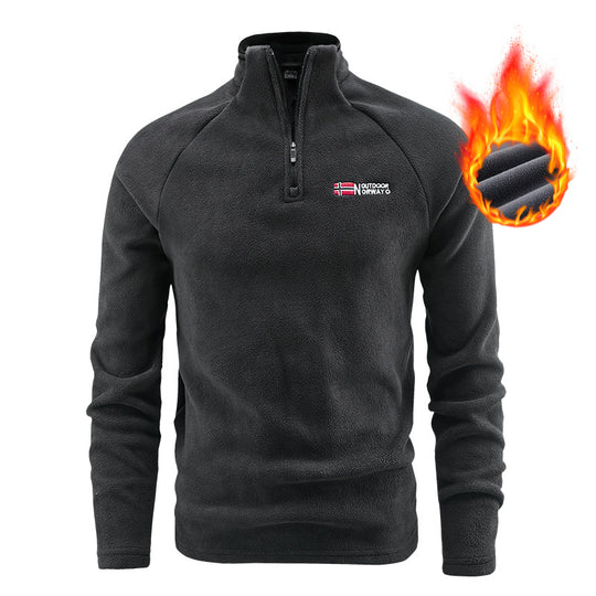 Herren Wärmender Fleecepullover mit kurzem Reißverschluss und Stehkragen Shop Nory