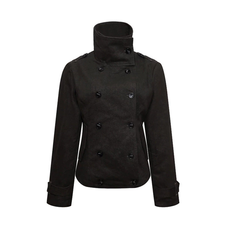 Damen Kurze Doppelreihige Cabanjacke mit Stehkragen und Taillierung Shop Nory