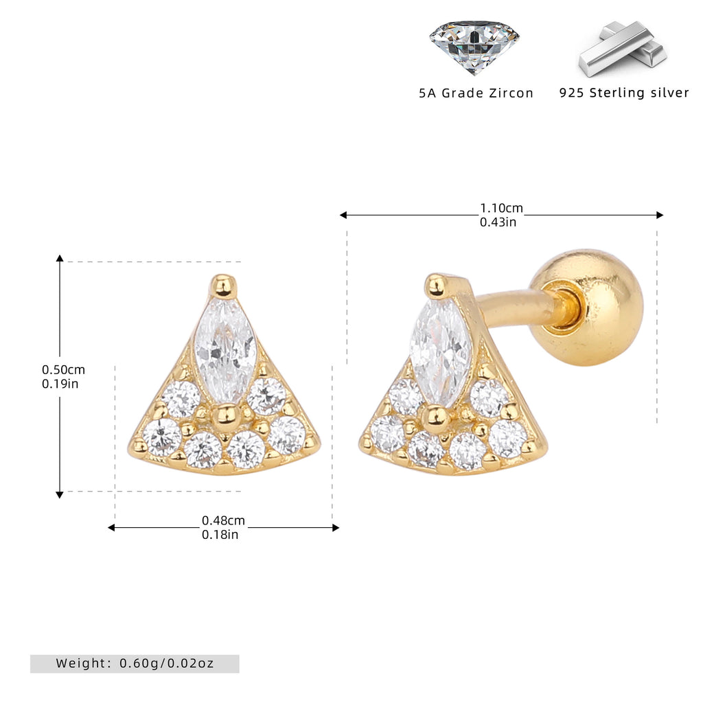 Damen Ohrstecker im eleganten Dreieckedesign mit funkelnden Zirkonen Shop Nory