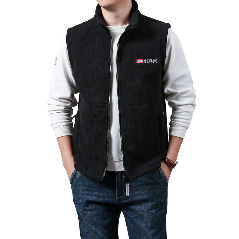 Herren Warme Fleece-Outdoorweste mit durchgehendem Reißverschluss und Stehkragen Shop Nory