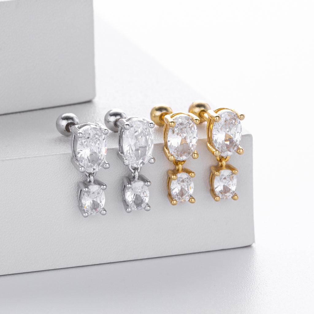 Damen Ohrstecker mit elegantem Zirkonanhänger aus 925 Sterling Silber Shop Nory