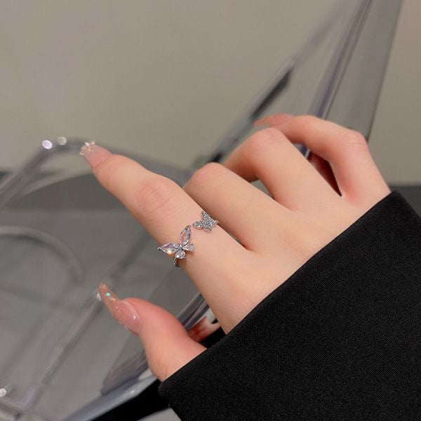 Damen Offener Ring mit kunstvollem Schmetterlingsdesign Shop Nory