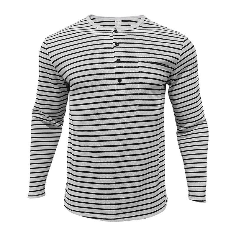 Herren Langarmshirt mit gestreiftem Design und Knopfleiste