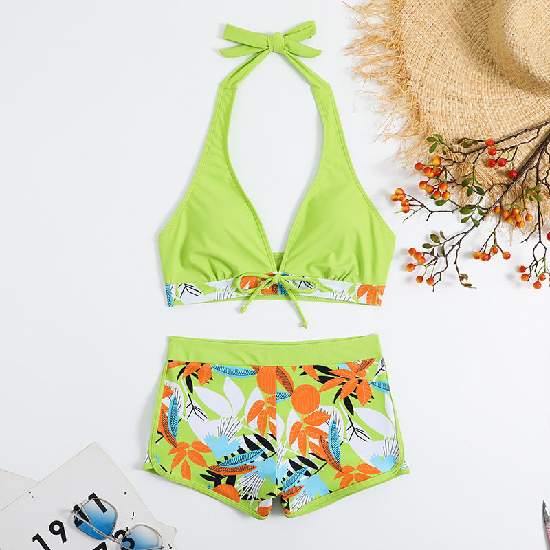 Damen Bikini-Set mit floralem Muster und herausnehmbarem Push-Up-BH
