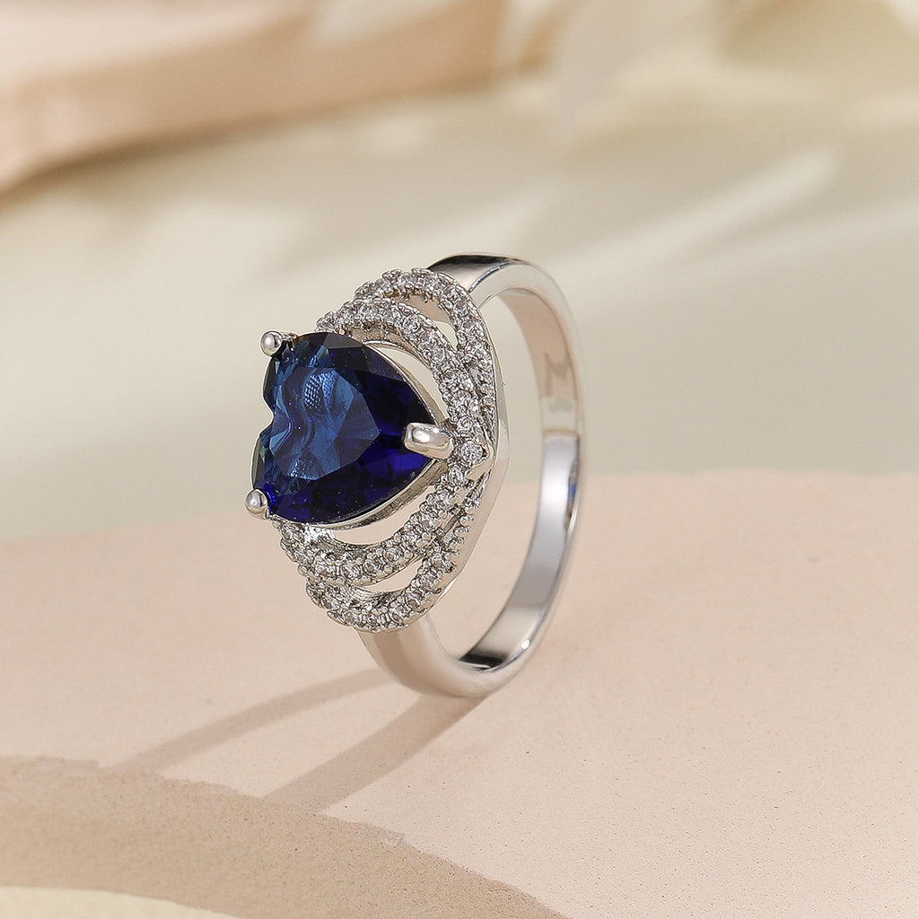 Damen herzförmiger Ring mit Zirkonia-Verzierung Shop Nory