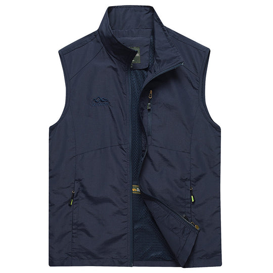 Herren ultraleichte atmungsaktive Outdoor‑Trekkingweste mit Mesh‑Futter, Stehkragen und Mehrfach‑Reißverschlusstaschen Shop Nory
