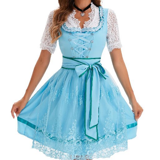Damen nan kurzes Landhaus-Dirndl mit bestickter Tüllschürze, gerafftem Mieder und Puffärmeln Shop Nory