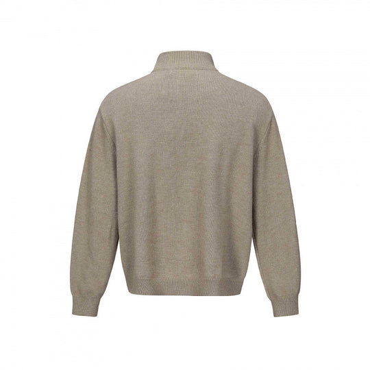 Unisex Feinstrick-Halbzipp-Pullover mit Stehkragen und diagonaler Struktur Shop Nory