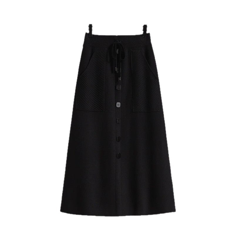 Damen Eleganter Midirock mit praktischen Taschen und Knopfdetails Shop Nory