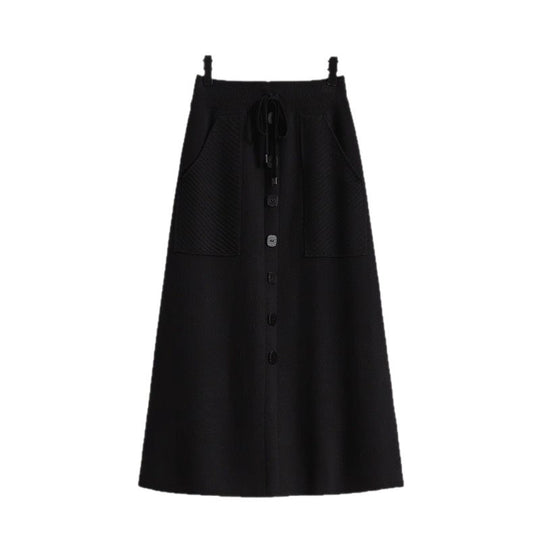 Damen Eleganter Midirock mit praktischen Taschen und Knopfdetails Shop Nory