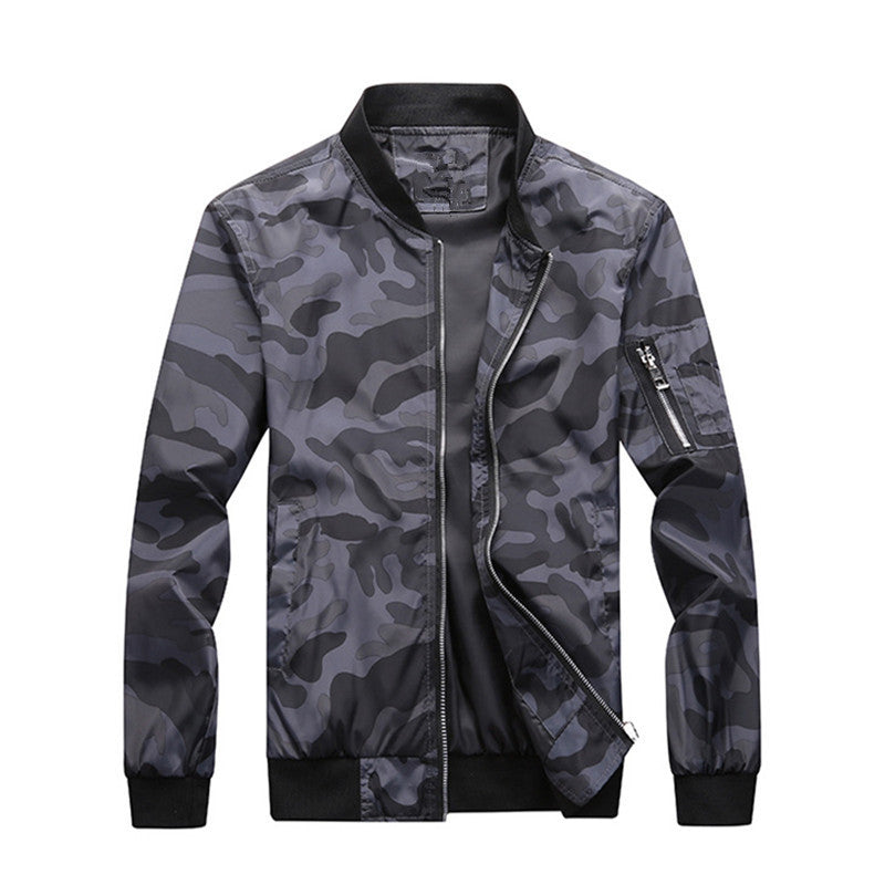 Herren Camouflage-Bomberjacke mit Ärmeltasche, elastischen Bündchen und leichter Windbreaker-Qualität Shop Nory