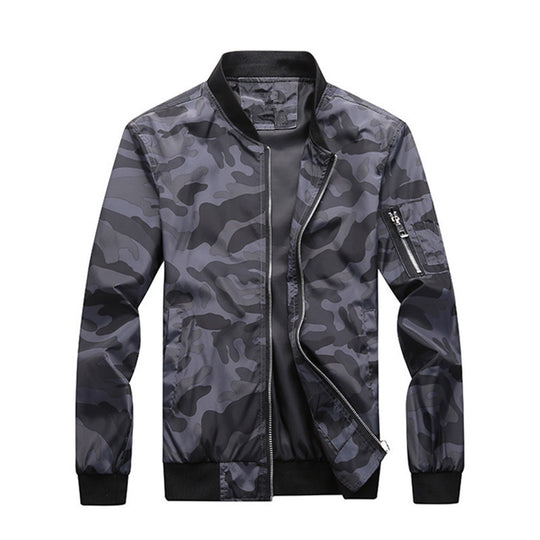 Herren Camouflage-Bomberjacke mit Ärmeltasche, elastischen Bündchen und leichter Windbreaker-Qualität Shop Nory