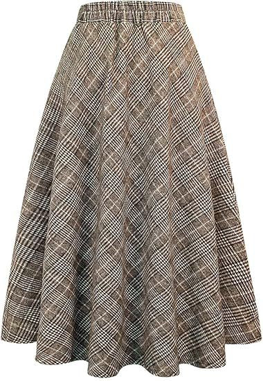 Damen Schwingender A-Linien Rock im modischen Karomuster Shopnory