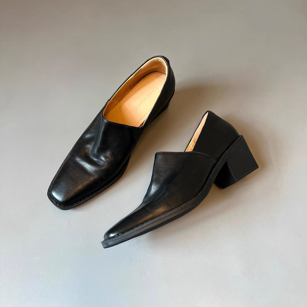 Damen Elegante Slip‑on Loafer mit quadratischer Zehenkappe und mittelhohem Blockabsatz Shop Nory