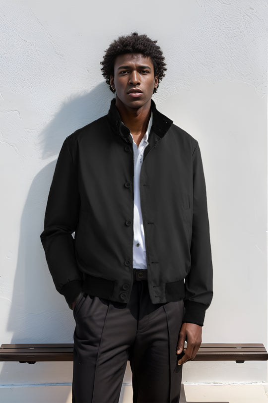 Herren Leichter Blouson mit Stehkragen, Knopfleiste und gerippten Bündchen Shop Nory
