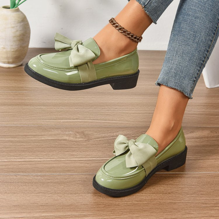 Damen Loafer mit Karo‑Muster und Schleifenapplikation Shop Nory