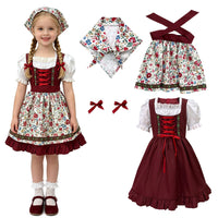 8247 Rot (Kleid + Kopftuch + Band + Schürze)