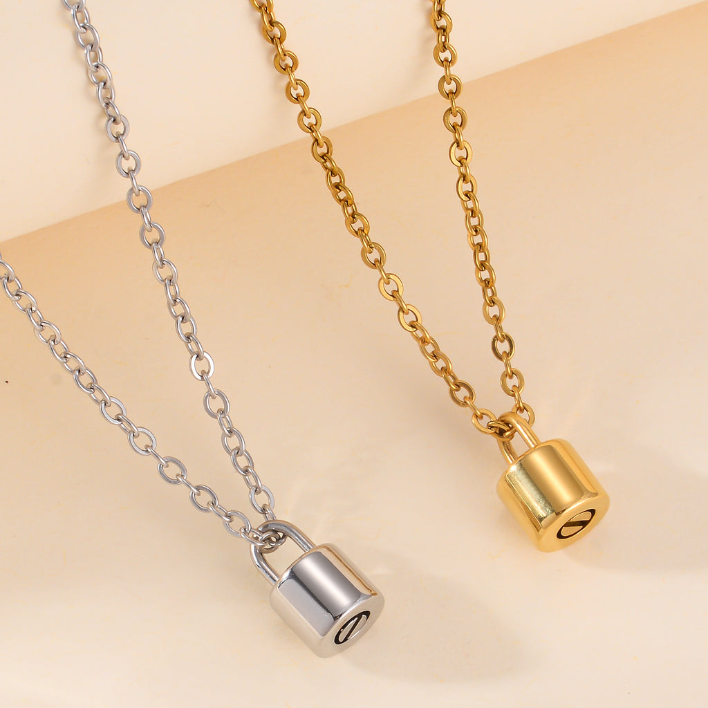 Damen Halskette mit glänzendem Schlossanhänger aus hochwertigem Edelstahl Shop Nory
