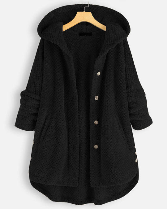 Abgerundeter Saum Kapuzen Sweatshirtjacke