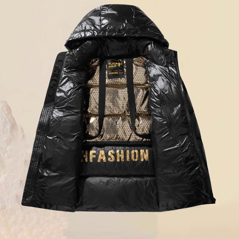 Unisex Glänzender Steppparka mit metallic‑Innenfutter und Tragegurten Shop Nory