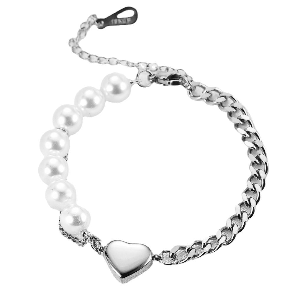 Damen Armband mit perlenbesetztem Herzen Shop Nory