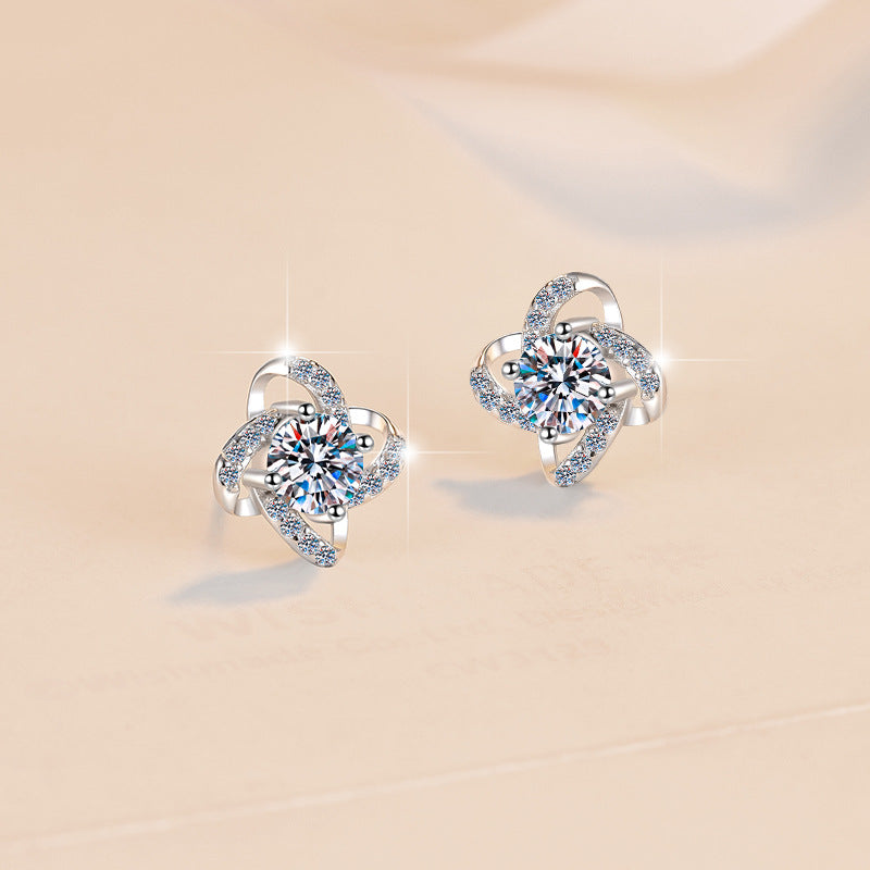 Damen Ohrstecker mit funkelndem Kristall und elegantem spiralförmigen Design Shop Nory
