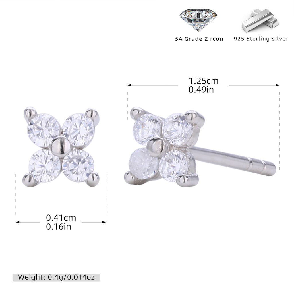 Damen Ohrstecker mit funkelnden 5A Zirkonen in klassischem Blumen-Design Shop Nory