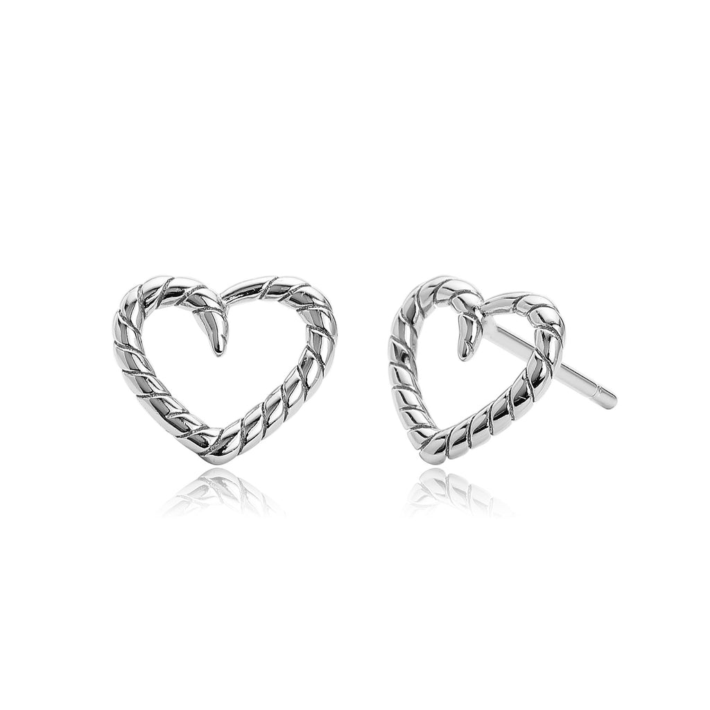 Damen Ohrstecker in herzförmigem Design mit gedrehtem Muster aus 925 Sterling Silber Shop Nory
