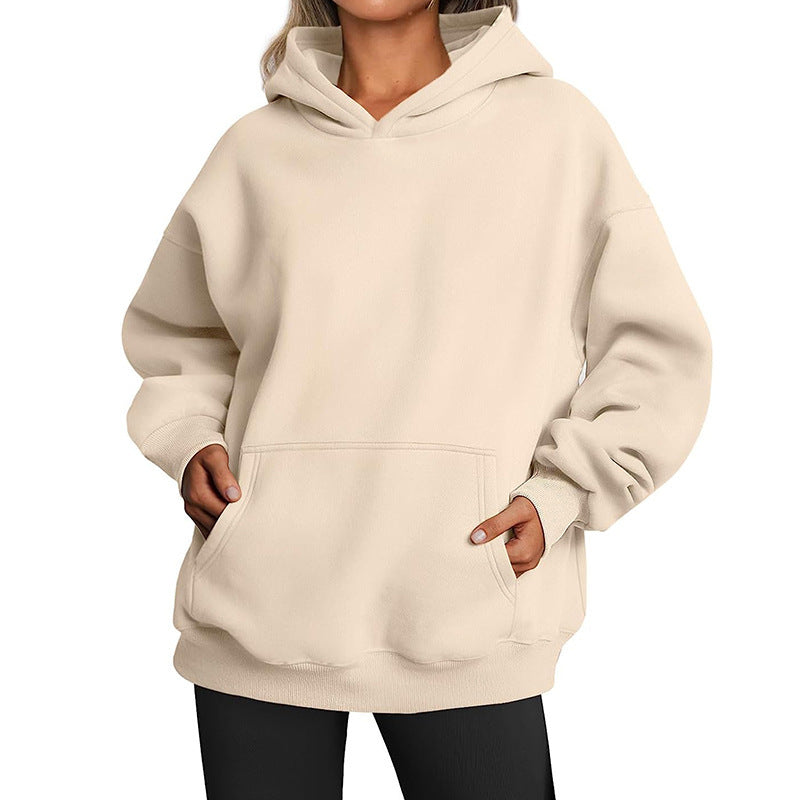 Damen nan Relax-Fleece Kapuzenpullover mit Kängurutasche, verlängerter Rücken und überschnittener Schulter Shop Nory