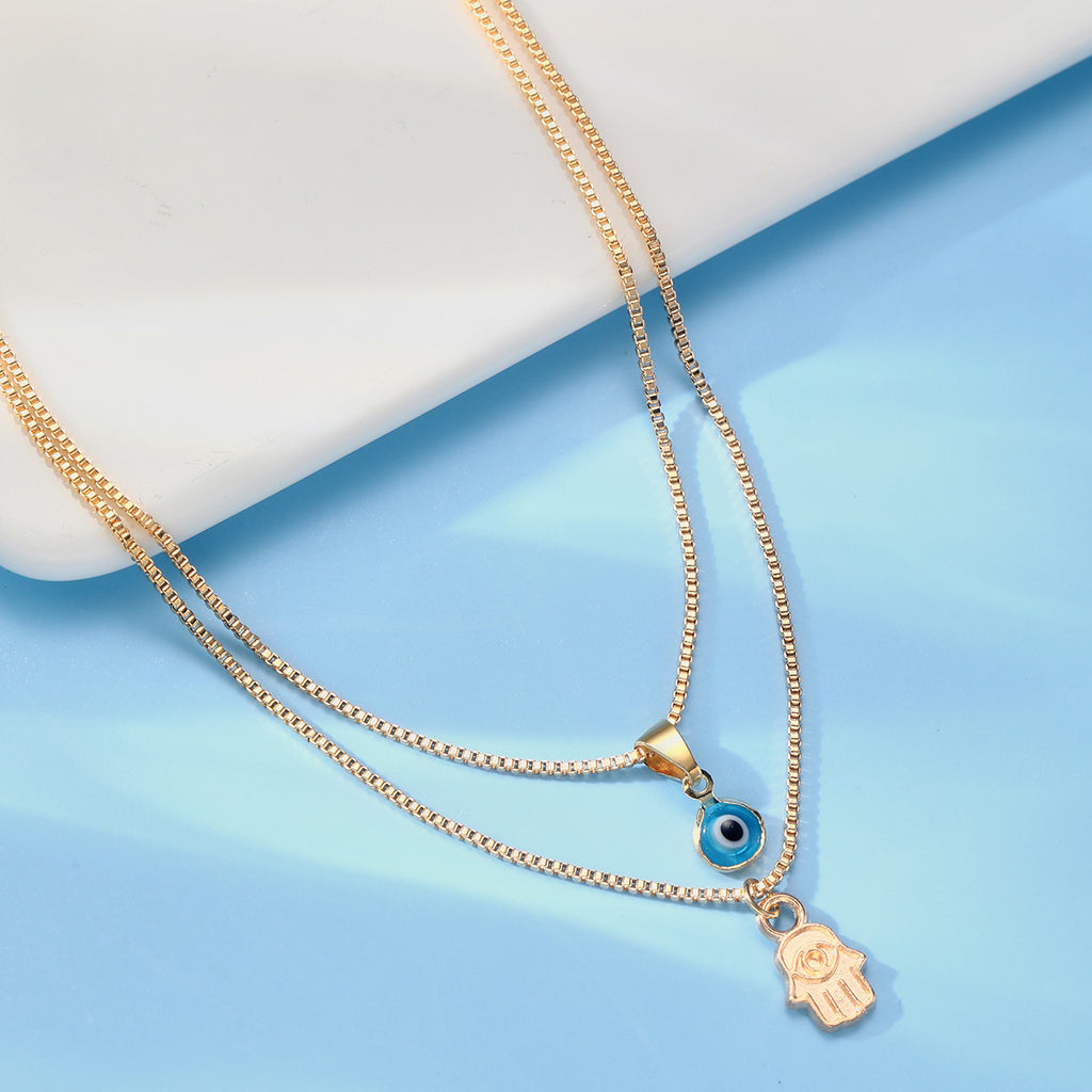 Damen Halskette Set mit schützendem Auge und Handanhänger Shop Nory