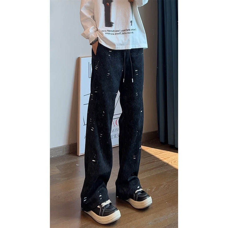 Herren Oversized Cordhose mit Distressed‑Details, weitem Bein und Tunnelzug Shop Nory