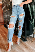 Damen Ripped High-Waist Jeans