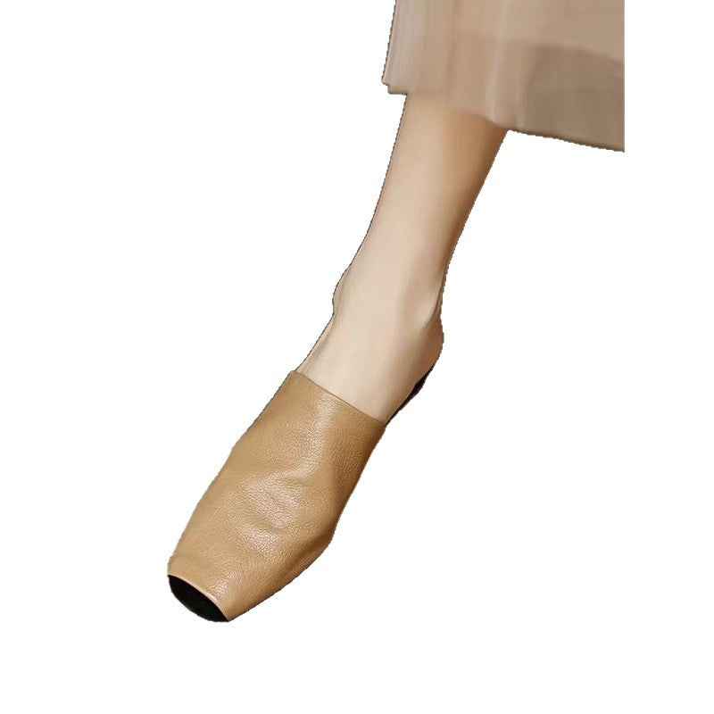 Damen Minimalistische quadratische Zehen-Mules aus Glattleder Shop Nory